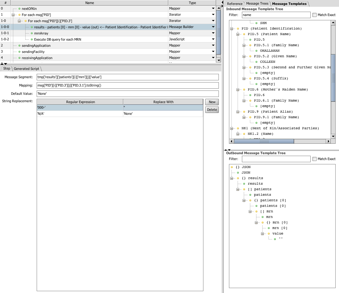 Image of the Transformer view where rules and transformer steps are configured.
