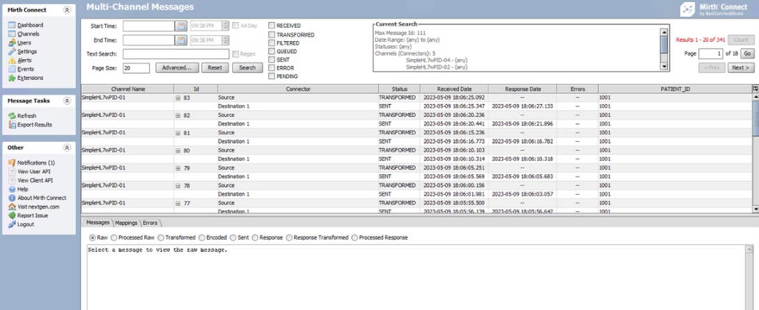 Multi-Channel Messages view where you can view messages across multiple channels.