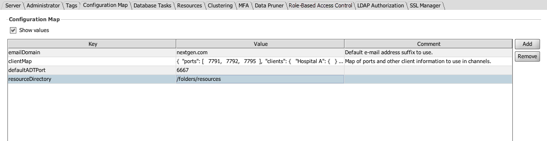 Image of the Configuration Map tab