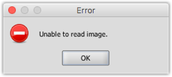 Image of the error message displayed when an image cannot be rendered.