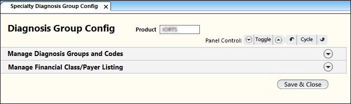 Specialty Diagnosis Group Config