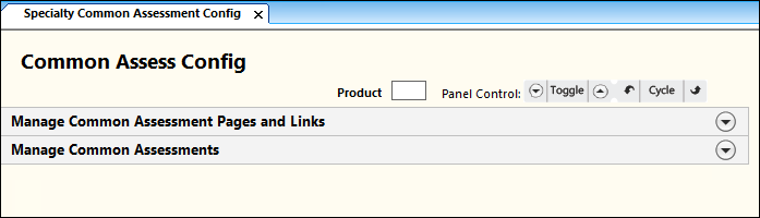 Specialty Common Assessment Config