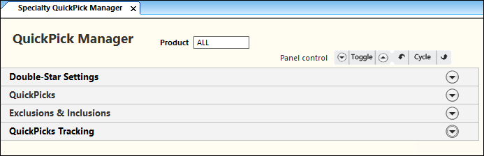 Specialty QuickPick Manager template