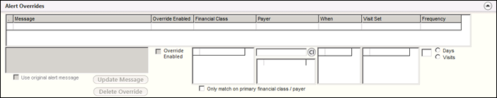 Alert Overrides panel