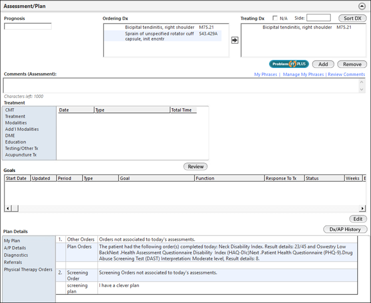 Assessment/Plan panel