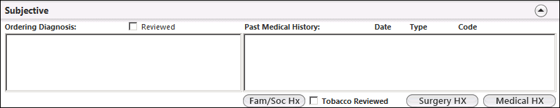 Ordering Diagnosis and Past Medical History grids on the Audiology Subjective panel
