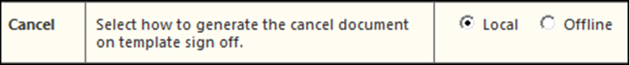 Cancel section of the Practice Config template
