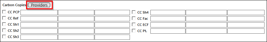 Providers button for Carbon Copy fields