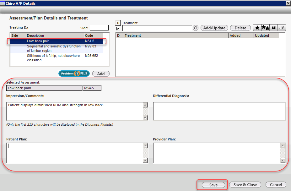 Chiro A/P Details template