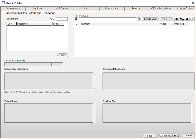 Chiro A/P Details template (blank)