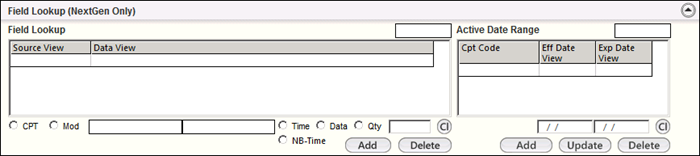 Field Lookup (NextGen Only) panel