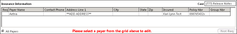 Insurance Information grid