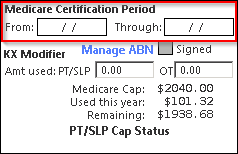 Medicare Certification Period date fields