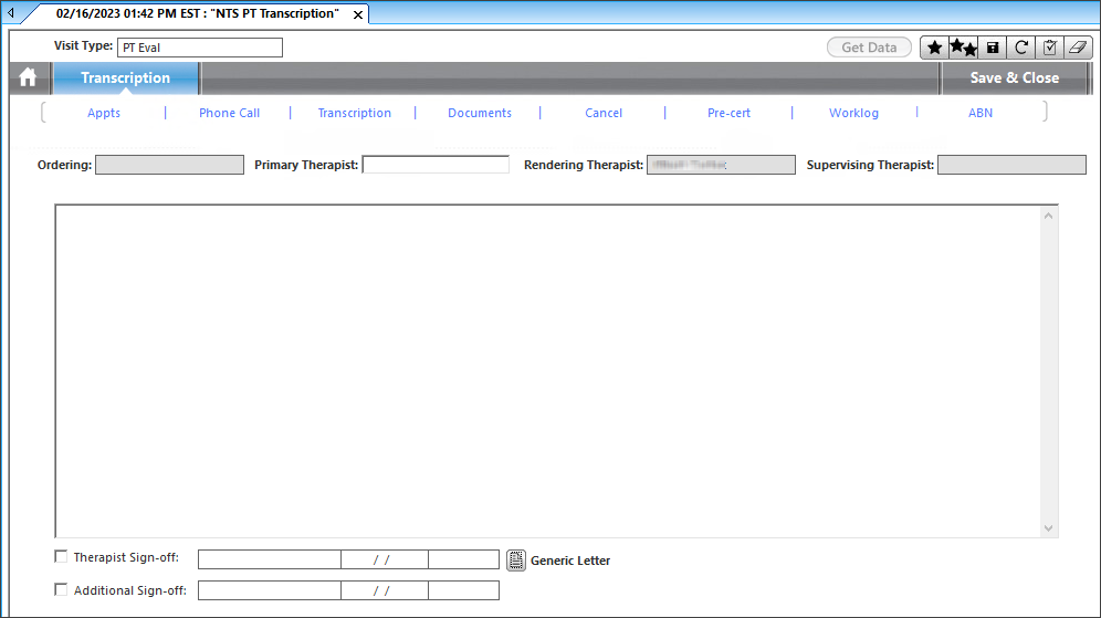 Transcription template