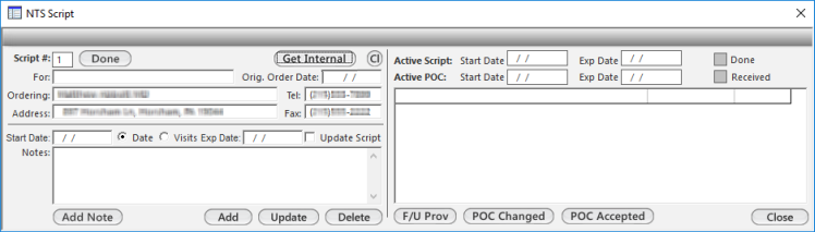 NTS Script template displaying the ordering provider