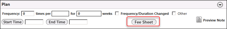 Fee Sheet button