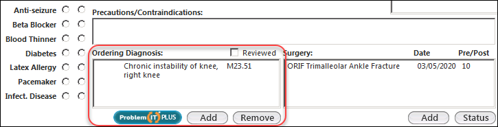 Ordering Diagnosis grid