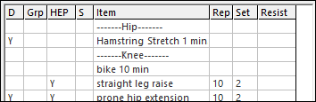 Hamstring exercise under Hip header