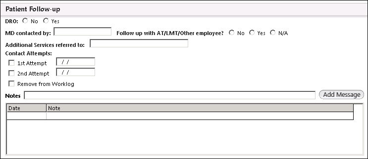 Patient Follow-up panel