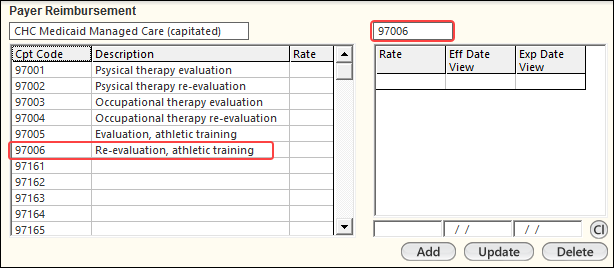 Payer Reimbursement grids