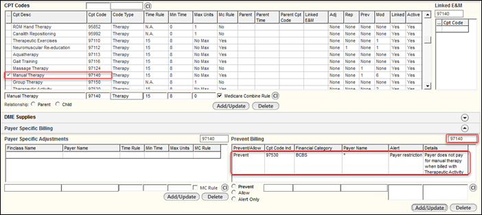 Prevent Billing grid highlighted on the Codes panel