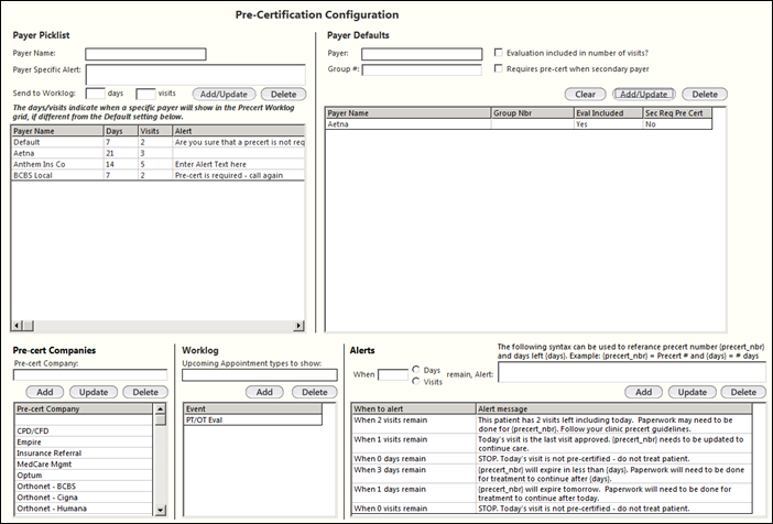 Pre-Certification Configuration template
