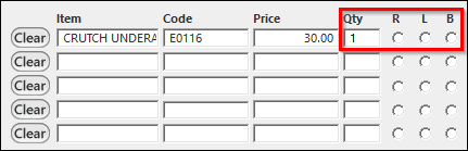 Quantity added to Qty field