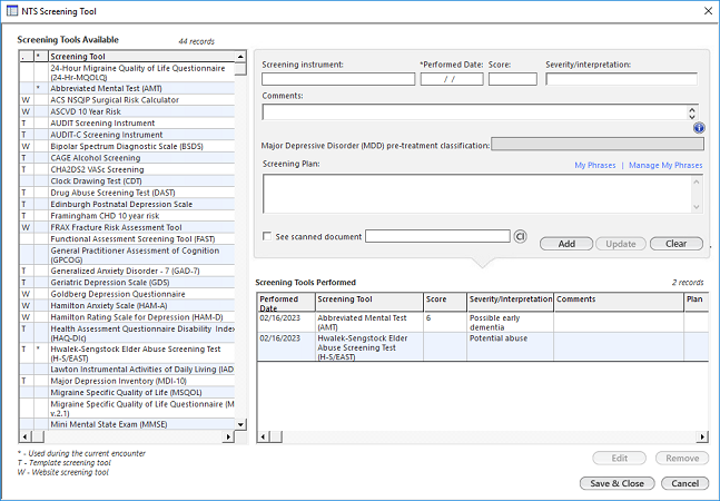 NTS Screening Tool template