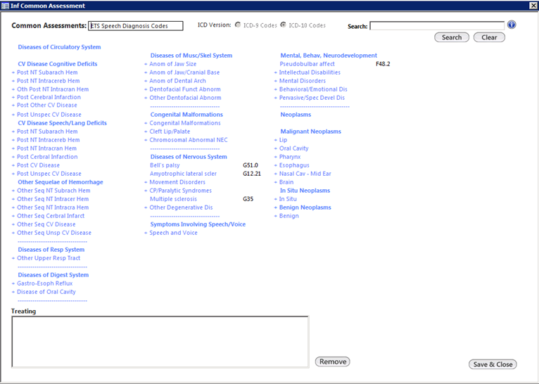 Inf Common Assessments template