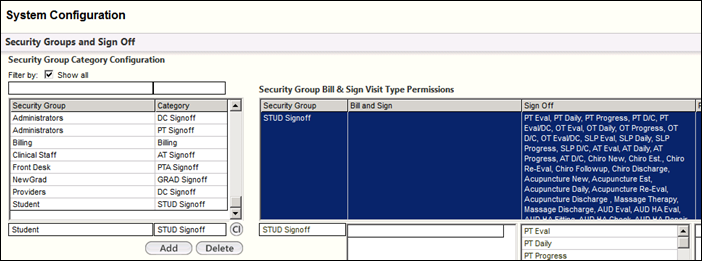 STUD signoff in System Configuration template