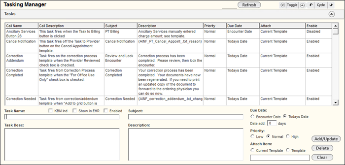 Tasks panel