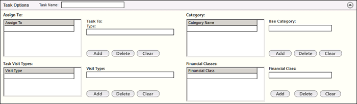 Task Options panel
