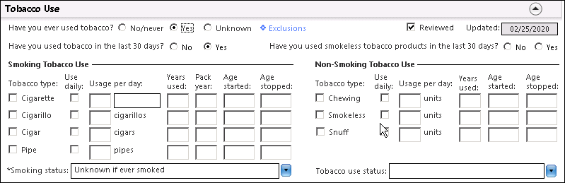 Tobacco Use panel