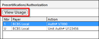 View Usage button