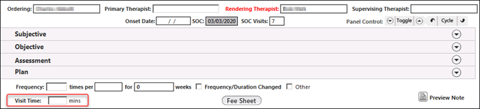 Visit Time field on the Single Visit template