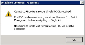 Unable to Continue Treatment message