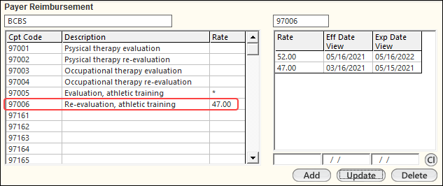 Payer Reimbursement grids
