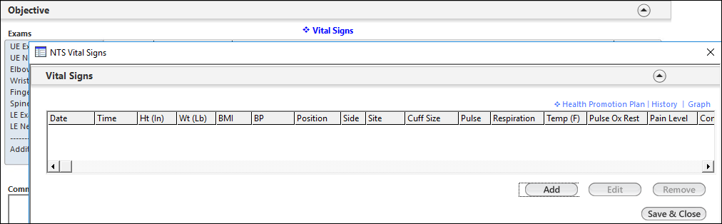 NTS Vital Signs template