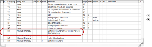 Check mark appears in the first column of the selected row of the grid
