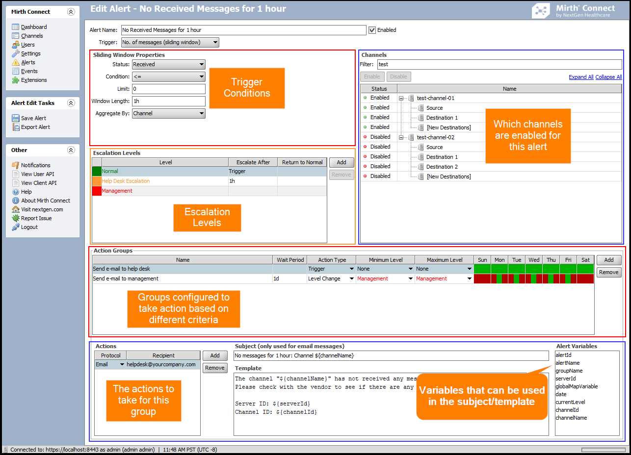 Image of the Edit Alert window