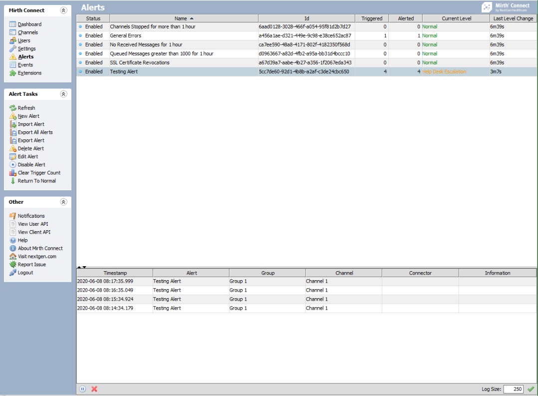 Image of the Alerts view