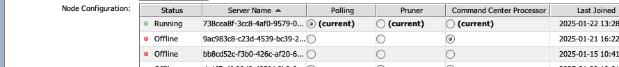 Columns in the Node Configuration section