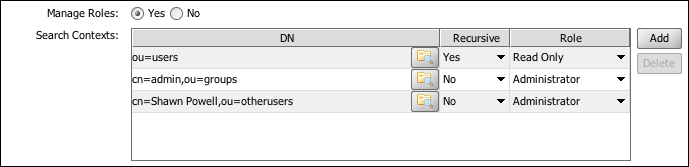 Manage Roles option