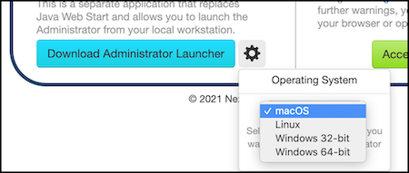 Image highlighting the Download Administrator Launcher button