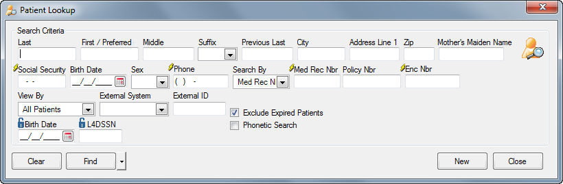 Patient Lookup Window