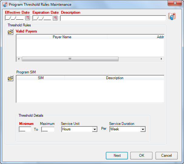Program Threshold Rules Maintenance window