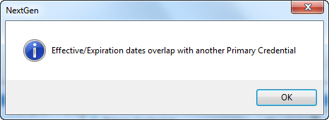 Primary Credential Conflict/Message 1
