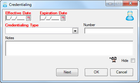 Credentialing window