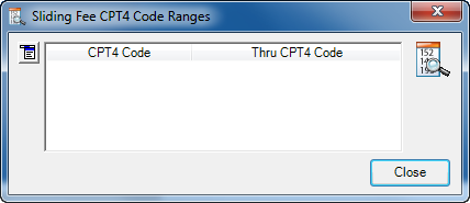 Sliding Fee CPT4 Code Ranges