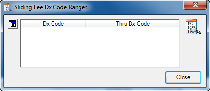 Sliding Fee Dx Code Ranges